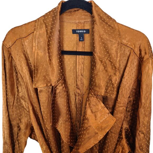 Torrid Copper Dotted Jacquard Collared Jacket Longline Size 3X Holiday Layering - Picture 3 of 13